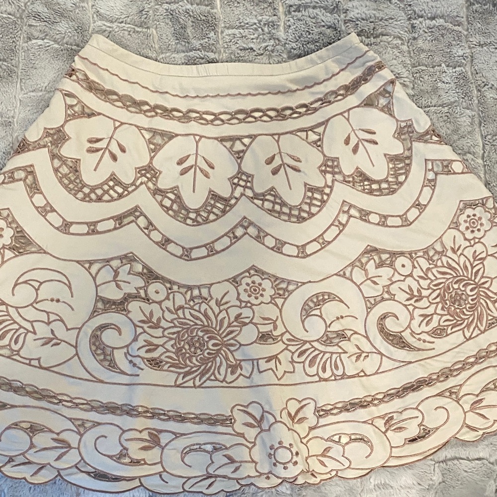 Elegant Cream Floral Skirt